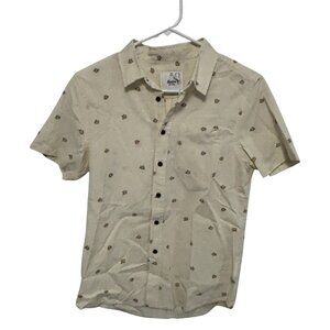 Boys Katin Cream Floral Patterned Button Down Shirt.  Size 10-12